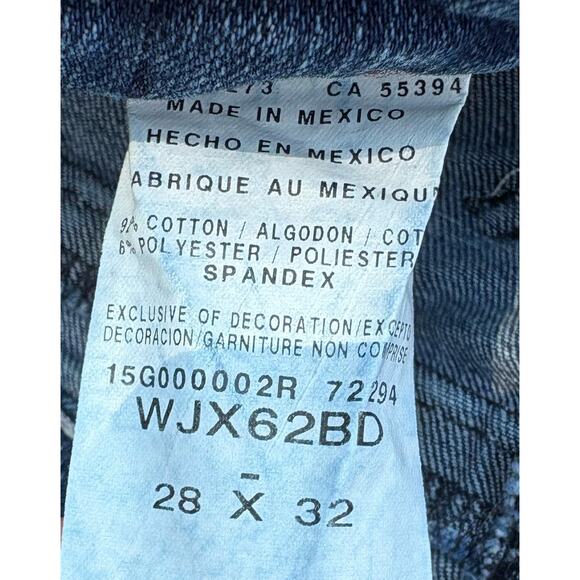 Wrangler Rock 47 Womens Jeans Blue 28x32 Low Rise Bootcut Stretch Embroidered - Picture 6 of 6